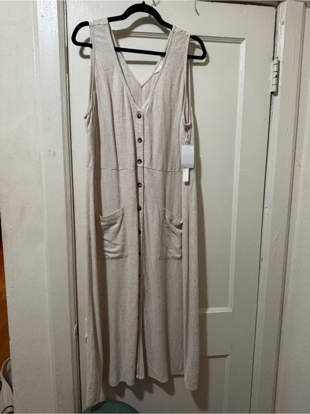 Caslon Linen Button-Front Midi Dress